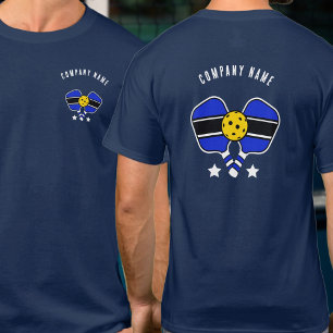 Blaues Pickleball-Design Anpassbarer Text T-Shirt