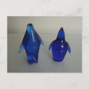 blaues Pinguinpapier Postkarte