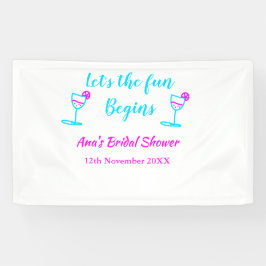 Blaues pinkfarbenes Brautparty Banner