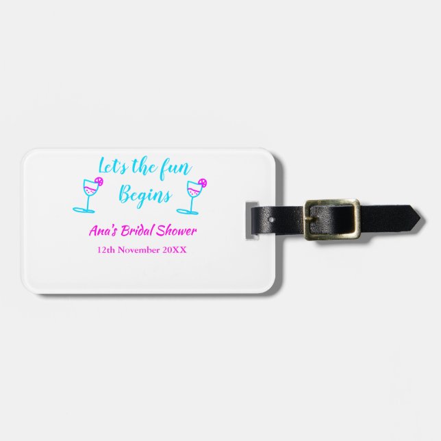 Blaues pinkfarbenes Brautparty Gepäckanhänger (Vorderseite horizontal)