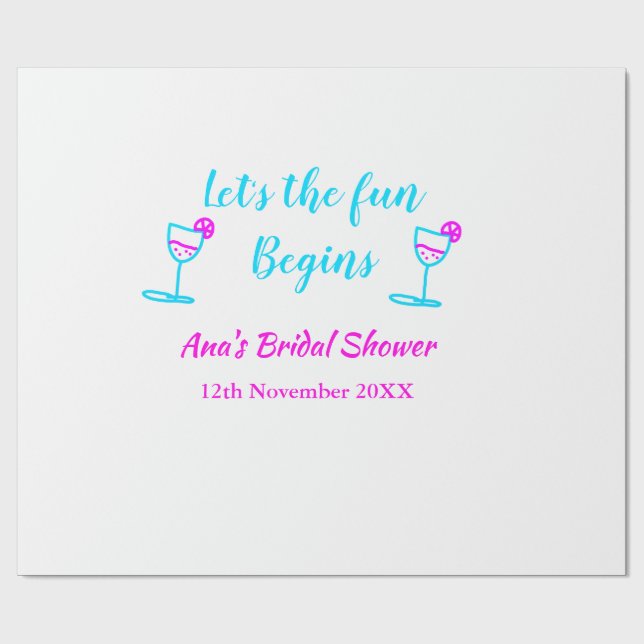 Blaues pinkfarbenes Brautparty Geschenkpapier (Flach)