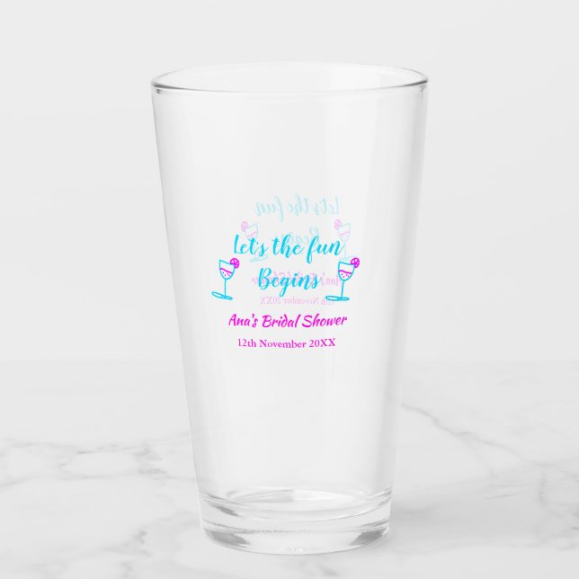 Blaues pinkfarbenes Brautparty Glas (Vorderseite)