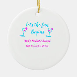 Blaues pinkfarbenes Brautparty Keramik Ornament