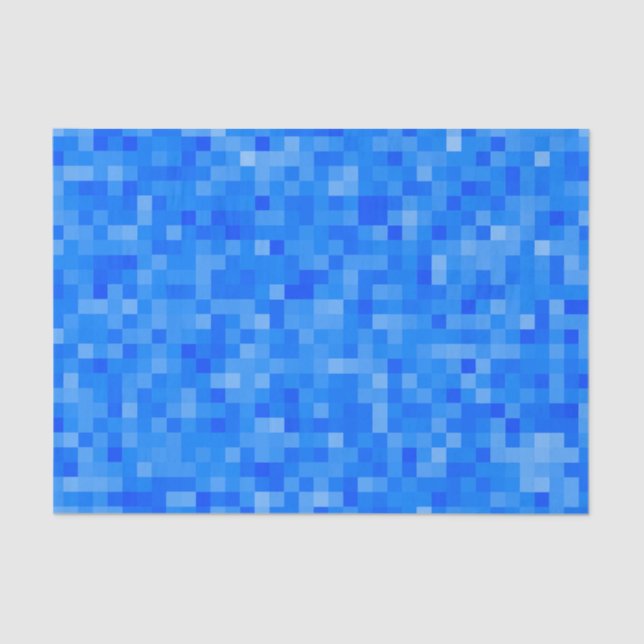 Blaues Pixel-Mosaik Seidenpapier (Vorderseite)