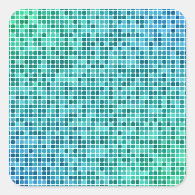 Blaues Pixelmosaik Quadratischer Aufkleber (Vorderseite)