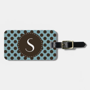Blaues Polka-Punkt-Monogramm-personalisierter Gepäckanhänger