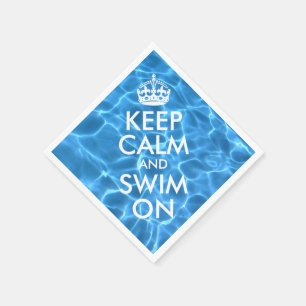 Blaues Poolwasser Keep Calm and Swim On Serviette