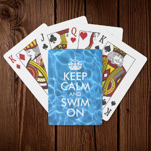 Blaues Poolwasser Keep Calm and Swim On Spielkarten