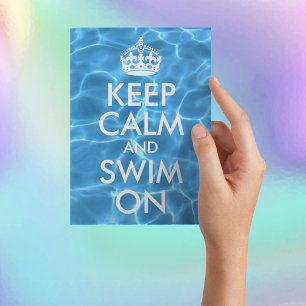 Blaues Poolwasser Keep Calm und schwimm weiter Postkarte