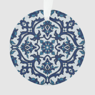 Blaues portugiesisches Azulejos Floral Tile-Muster Ornament