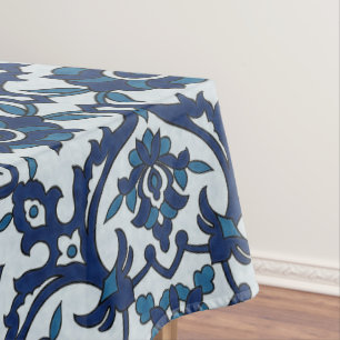 Blaues portugiesisches Azulejos Floral Tile-Muster Tischdecke