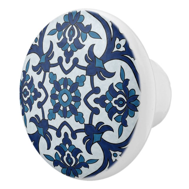 Blaues portugiesisches Azulejos-Muster Keramikknauf (Rechts)
