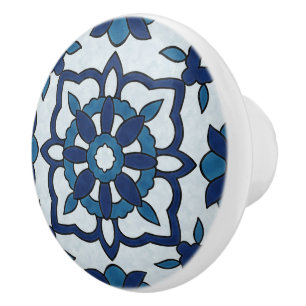 Blaues portugiesisches Azulejos-Muster  Keramikknauf