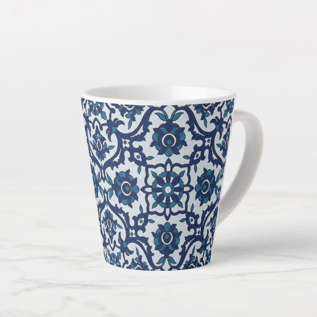 Blaues portugiesisches Azulejos-Muster Milchtasse (Rechte Ecke)