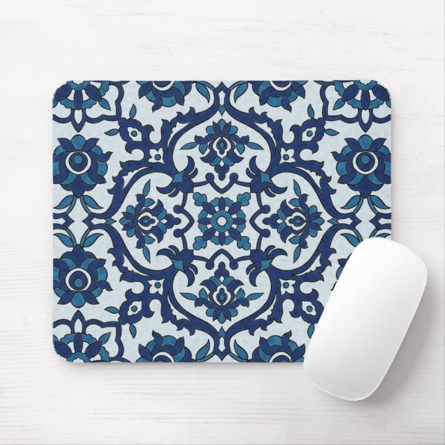 Blaues portugiesisches Azulejos-Muster Mousepad (Mit Mouse)