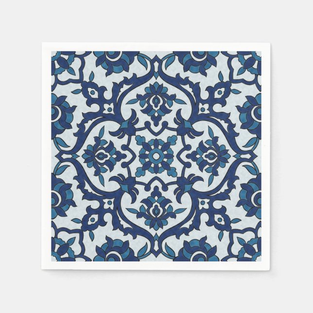 Blaues portugiesisches Azulejos-Muster Serviette (Vorderseite)