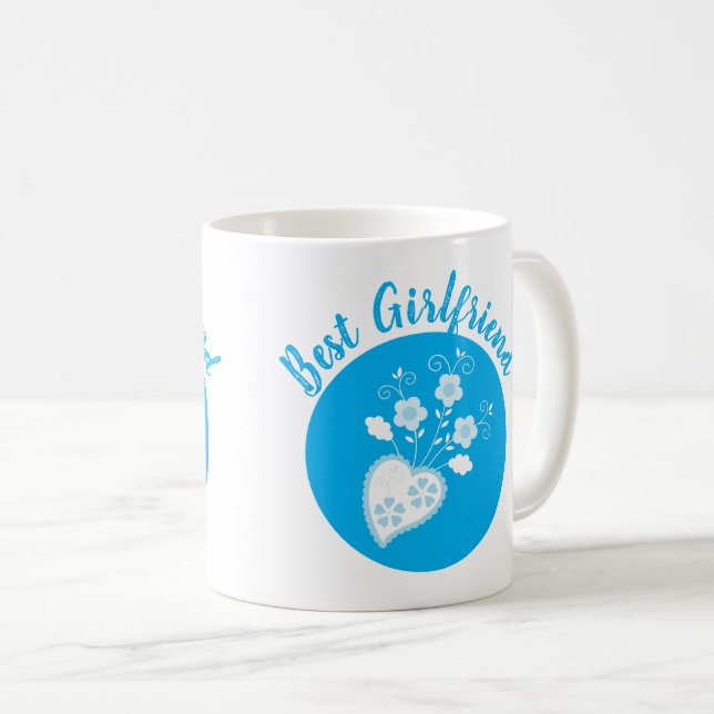 Blaues portugiesisches romantisches Herz Kaffeetasse (VorderseiteRechts)