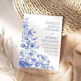 Blaues Porzellan Floral Chinoiserie Hochzeit Einladung