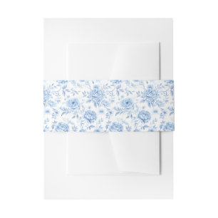 Blaues Porzellan Floral Chinoiserie Hochzeit Einladungsbanderole