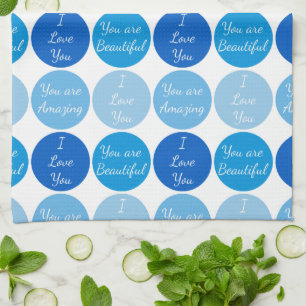 Blaues positives Affirmationswortmuster Geschirrtuch
