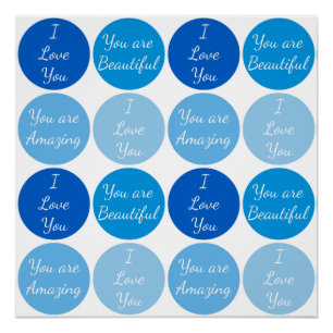 Blaues positives Affirmationswortmuster Poster