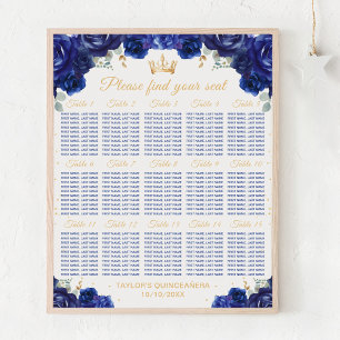 Blaues Prinzessin Quinceañera 15 Tische Sitzordnun Poster