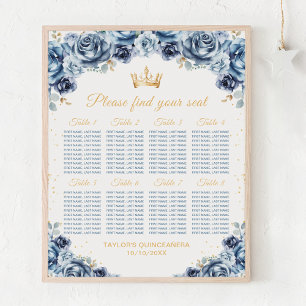Blaues Prinzessin Quinceañera Sitzordnung für 8 Ti Poster
