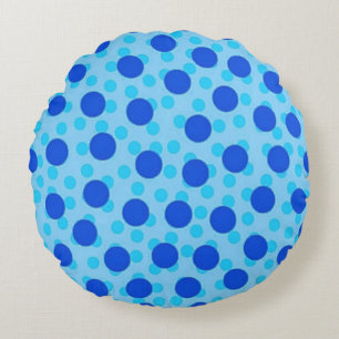 Blaues Punkte-Muster Rundes Kissen