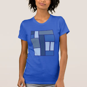 Blaues Quadrat Geometrisches Muster T-Shirt