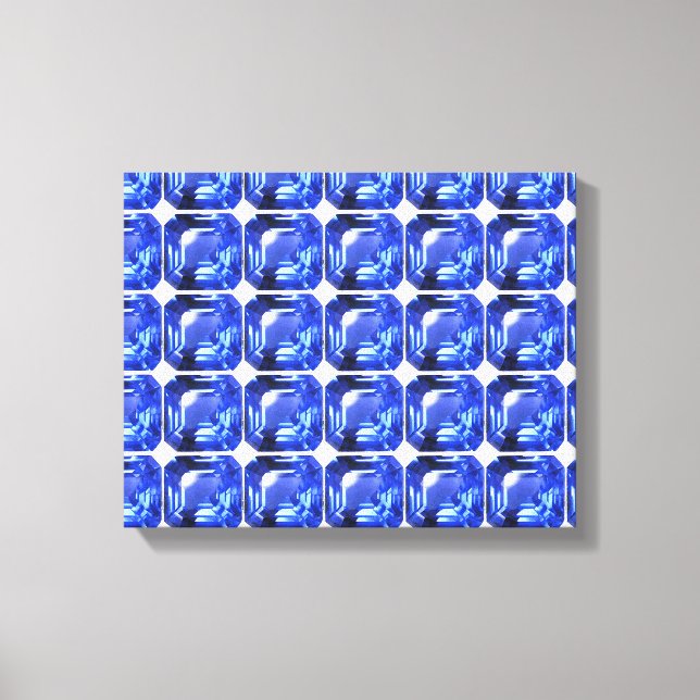 Blaues quadratisches Muster Leinwanddruck (Vorderseite)