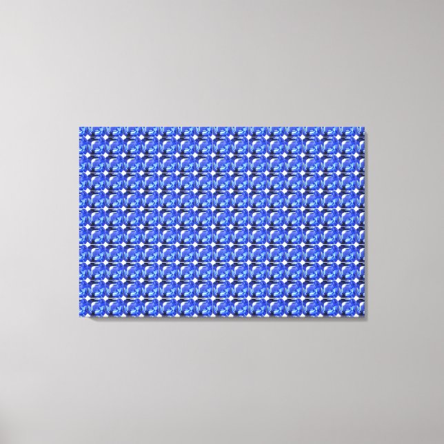 Blaues quadratisches Muster Leinwanddruck (Vorderseite)
