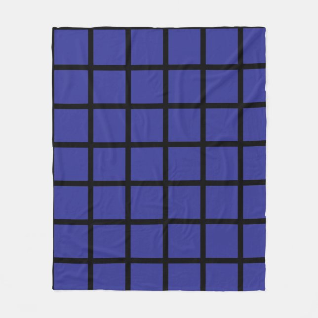Blaues Quadratmuster mit schwarzen Rändern Fleecedecke (Vorderseite)