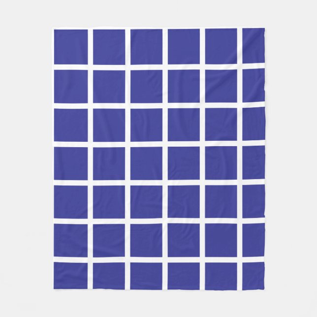 blaues Quadratmuster mit weißen Rändern Fleecedecke (Vorderseite)