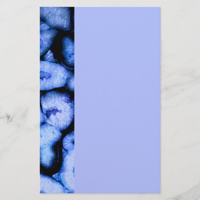 Blaues Quarz Agate, blaue Geoden, abstraktes Muste Briefpapier (Vorderseite)