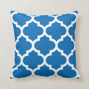 Blaues Quatrefoil Kissen der Blendungs-