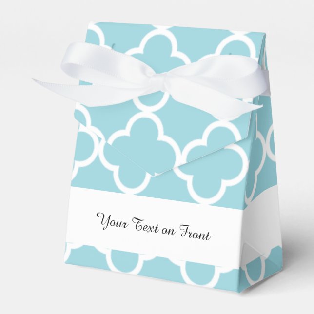 Blaues Quatrefolienmuster Geschenkschachtel (Vorderseite)