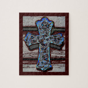 Blaues QuerFoto-Puzzlespiel mit Geschenkboxen Puzzle