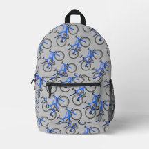 Blaues Radmuster gedruckter Rucksack