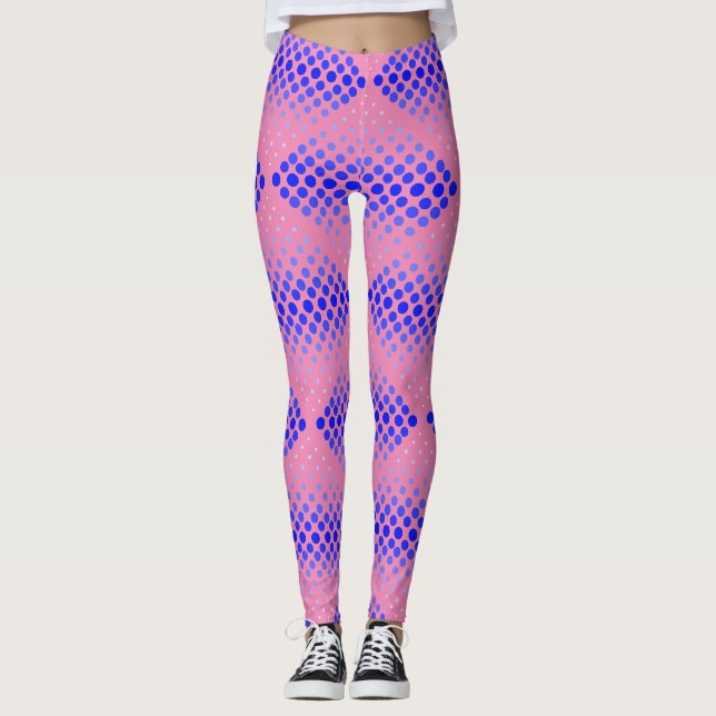 Blaues Rastermuster 01 Rosa BG Leggings (Vorderseite)