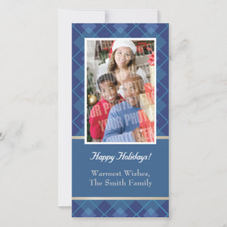 Blaues Rauten-Single-Foto Feiertagskarte