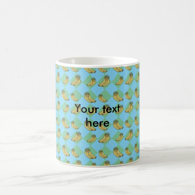 Blaues Rautenbananenmuster Kaffeetasse (Mittel)