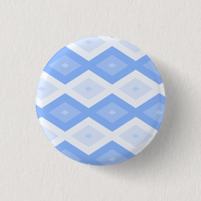 Blaues Rautenmuster Button (Vorderseite)