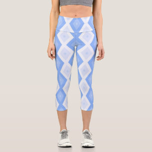 Blaues Rautenmuster Capri Leggings
