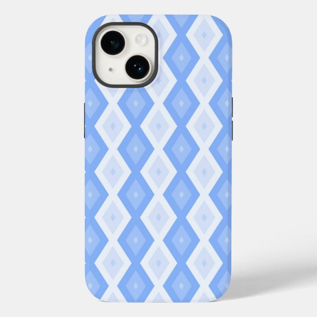 Blaues Rautenmuster Case-Mate iPhone Hülle (Rückseite)