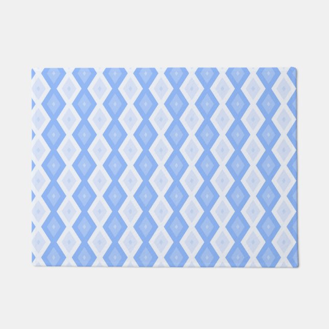Blaues Rautenmuster Fußmatte (Vorderseite)