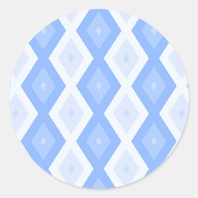 Blaues Rautenmuster Runder Aufkleber (Vorderseite)