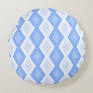Blaues Rautenmuster Rundes Kissen