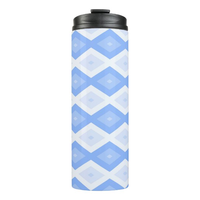Blaues Rautenmuster Thermosbecher (Vorderseite)