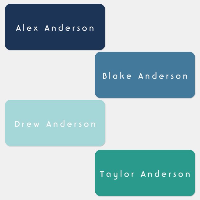 Blaues Rechteck Kleidung Kid's Labels Etiketten (Gruppe)