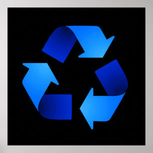 Blaues Recycelnd Symbol Poster